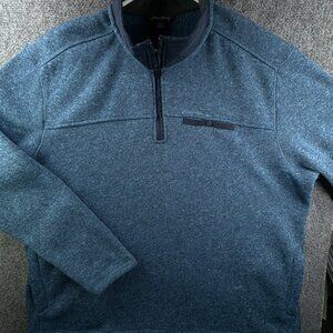Eddie Bauer Men Pullover 2XL Blue Long Sleeve Fleece 1/4 Zip Sweatshirt Outdoors